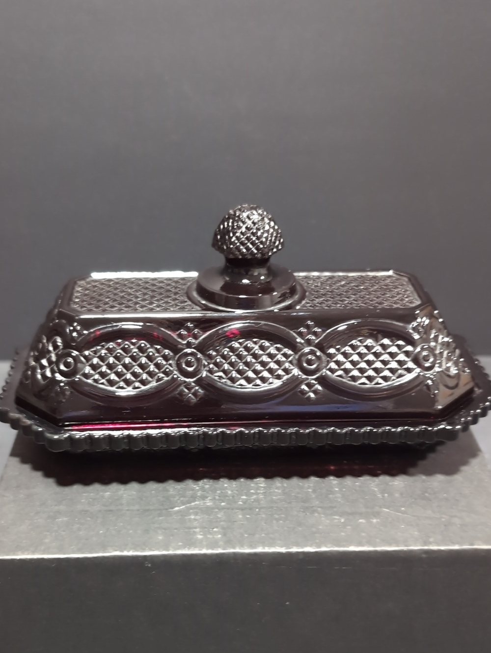 VGT,Ruby Red Collection Avon Glass Butter Dish.
